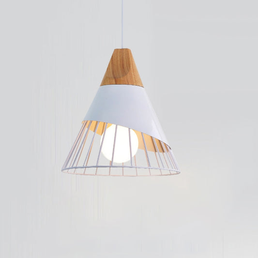 E27 Modern Lighting Iron Solid Wood Pendant Light Hanging Lamp(White) - Celling Lights & Chandeliers by YWXLight | Online Shopping UK | buy2fix