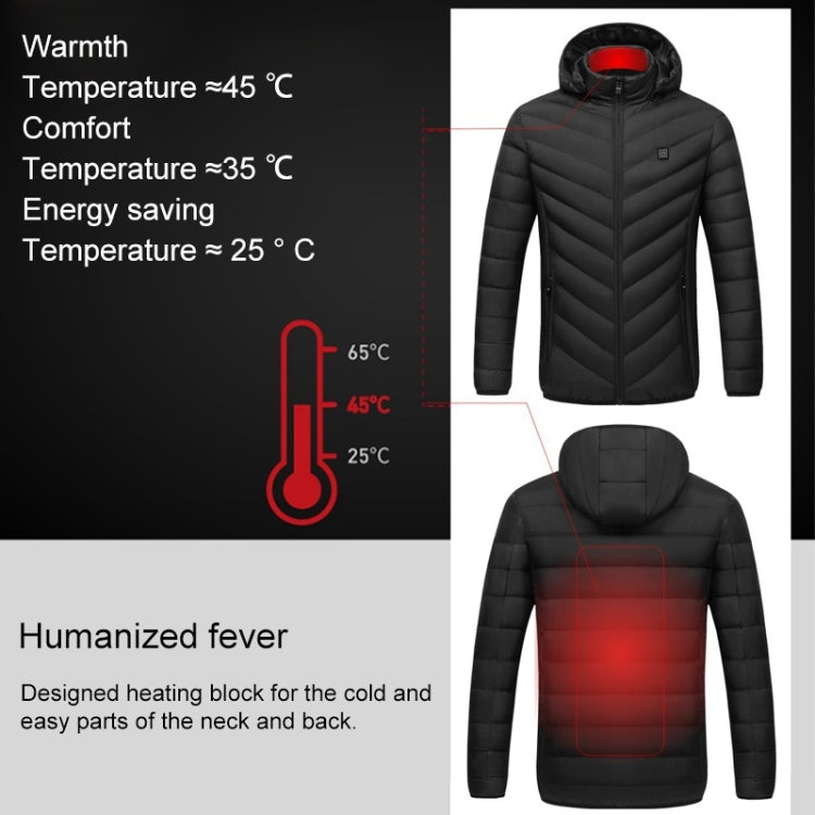 USB Heated Smart Constant Temperature Hooded Warm Coat for Men and Women (Color:Black Size:M) - Down Jackets by buy2fix | Online Shopping UK | buy2fix