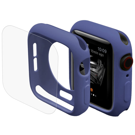 ENKAY Hat-Prince 2 in 1 TPU Semi-clad Protective Shell + 3D Full Screen PET Curved Heat Bending HD Screen Protector for Apple Watch Series 5 & 4 44mm(Blue) - Watch Cases by ENKAY | Online Shopping UK | buy2fix