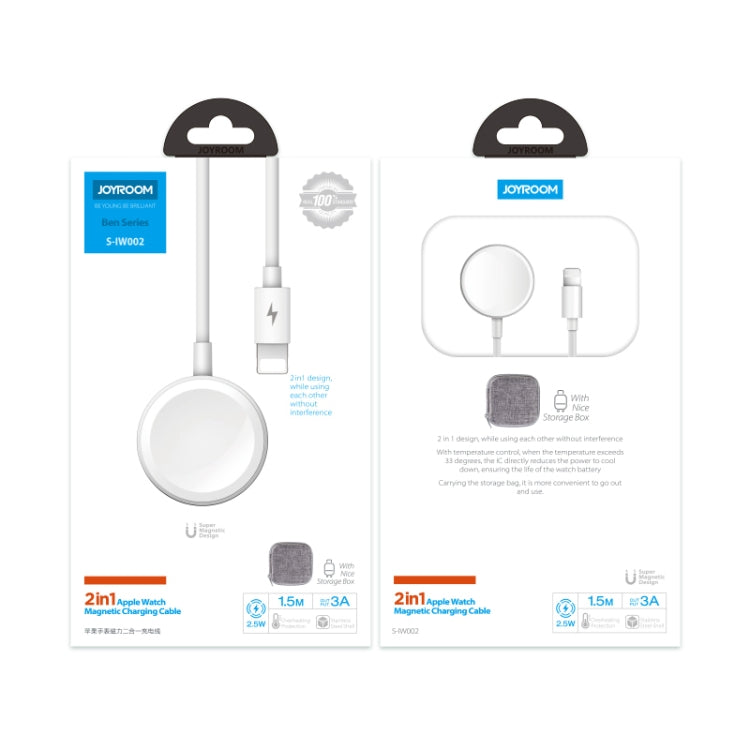 JOYROOM S-IW002 Ben Series 2 in 1 1.5m 3A Magnetic Charge Cable for Apple Watch(White) - Charger / Holder by JOYROOM | Online Shopping UK | buy2fix