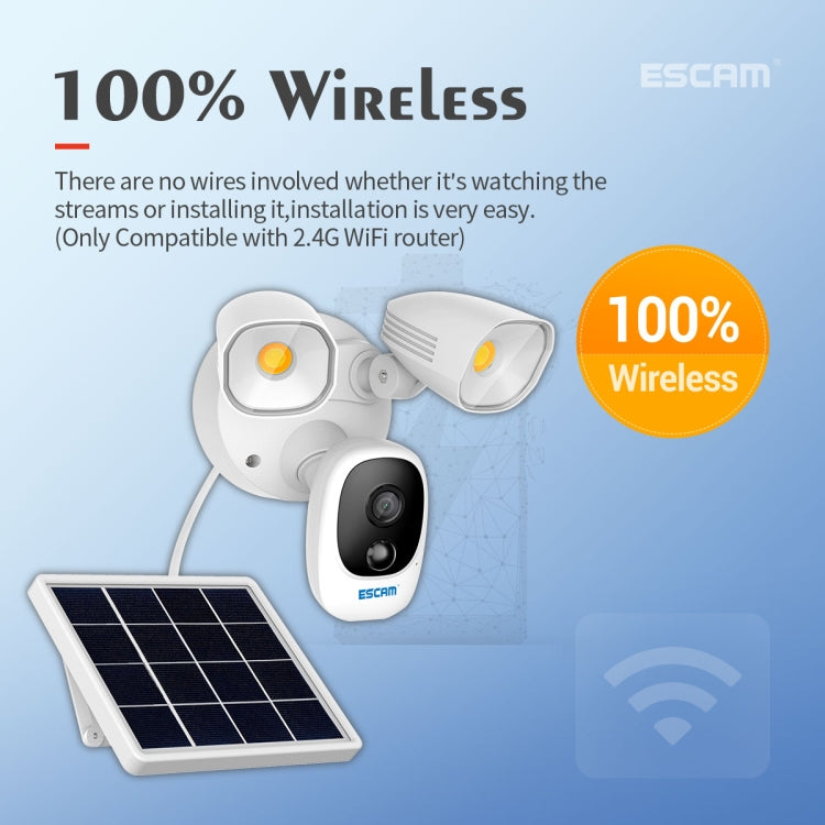 ESCAM QF609 1080P Solar Powered 1000LM Floodlight Wireless Camera with Solar Panel & 12000mAh Rechargeable Battery, Support PIR Sensor & Night Vision & Two Way Audio & TF Card - Security by ESCAM | Online Shopping UK | buy2fix
