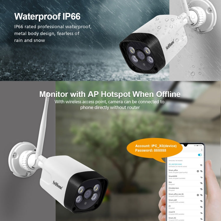 SriHome SH035 3.0 Million Pixels 1296P HD IP Camera, Support Two Way Audio / Motion Detection / Humanoid Detection / Full-color Night Vision / TF Card, EU Plug - Security by SriHome | Online Shopping UK | buy2fix