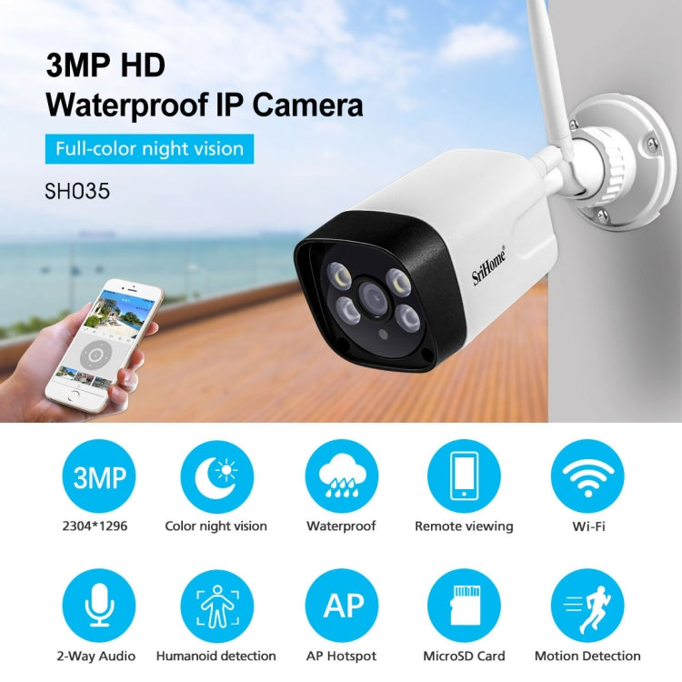 SriHome SH035 3.0 Million Pixels 1296P HD IP Camera, Support Two Way Audio / Motion Detection / Humanoid Detection / Full-color Night Vision / TF Card, UK Plug - Security by SriHome | Online Shopping UK | buy2fix