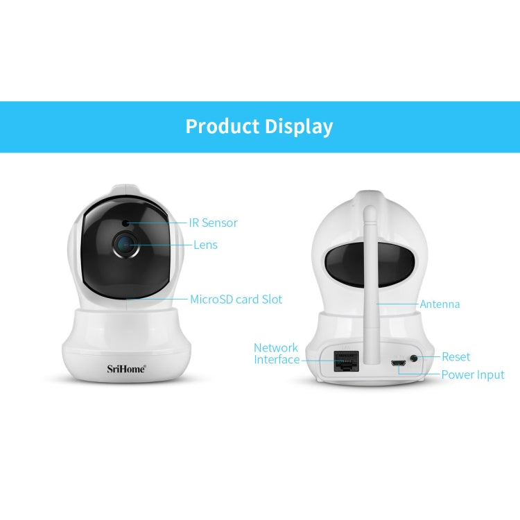 SriHome SH020 3.0 Million Pixels 1296P HD AI IP Camera, Support Two Way Talk / Auto Tracking / Humanoid Detection / Night Vision / TF Card, UK Plug - Security by SriHome | Online Shopping UK | buy2fix