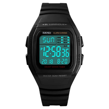 SKMEI 1278 Fashionable Outdoor 50m Waterproof Digital Watch Student Sports Wrist Watch Support 5 Group Alarm Clocks(Black) - Sport Watches by SKMEI | Online Shopping UK | buy2fix