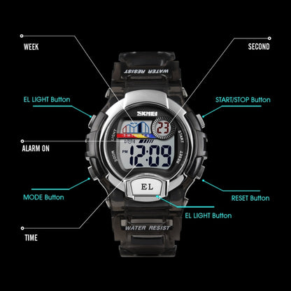 SKMEI 1450 Women Transparent Digital Watch 50m Waterproof Sports Watch with LED Light(Black) - Sport Watches by SKMEI | Online Shopping UK | buy2fix