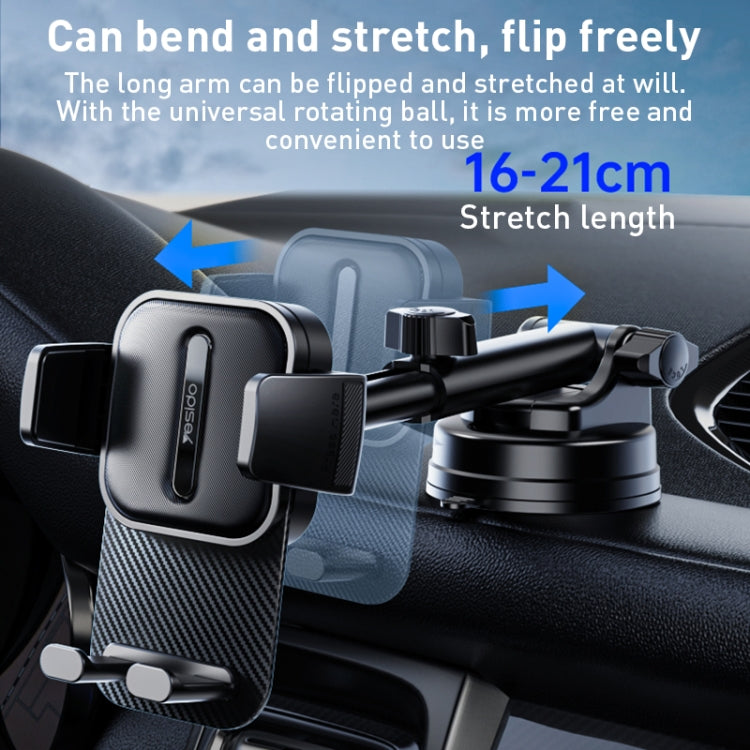 Yesido C174 Suction Cup Type Telescopic Car Phone Holder (Black) - Universal Car Holders by Yesido | Online Shopping UK | buy2fix