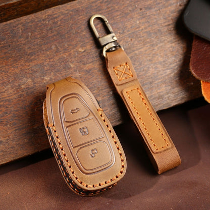 For Ford Focus/Mondeo/Maverick/Explorer/Escort/Edge 2017-2018 C231 Car Key Leather Protective Case (Brown) - In Car by buy2fix | Online Shopping UK | buy2fix