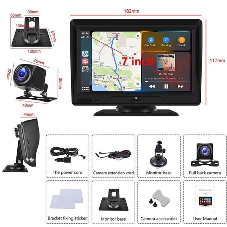 P702D 7 inch Portable Touch Display Wireless Car Navigator Dual-lens Smart Driving Recorder - Car DVRs by buy2fix | Online Shopping UK | buy2fix