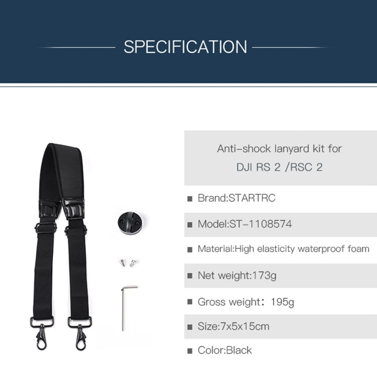 STARTRC Thickening Stress Relieving Neck Strap Lanyard Hang Rope Buckle for DJI RONIN RS-2 /  RONIN RS-C2(Black) - DJI & GoPro Accessories by STARTRC | Online Shopping UK | buy2fix