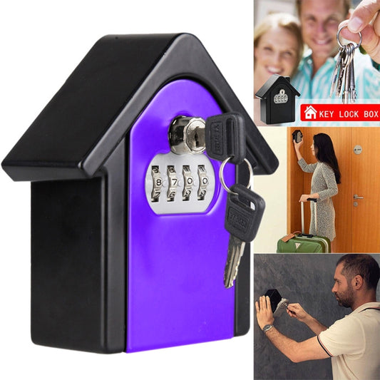 Hut Shape Password Lock Storage Box Security Box Wall Cabinet Safety Box, with 1 Key(Purple) - Security by buy2fix | Online Shopping UK | buy2fix