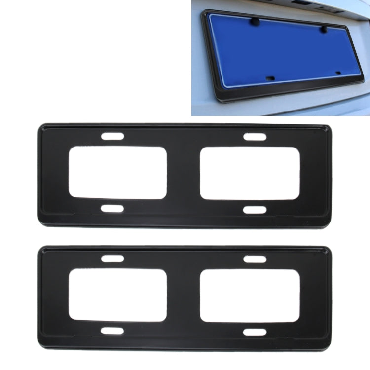 2 PCS Car License Plate Frames Stainless Steel License Plate Frame(Black) - License Plate Covers & Frames by buy2fix | Online Shopping UK | buy2fix