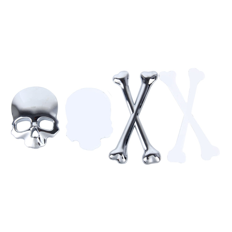 Skull And Cross Bone Shape Shining Metal Car Universal Sticker(Silver) - 3D Metal Sticker by buy2fix | Online Shopping UK | buy2fix