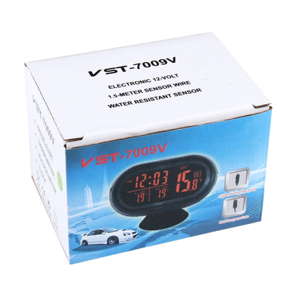 VST-7009V 4 In 1 Digital Car Thermometer Voltage Meter Luminous Clock Tester Detector LCD Monitor Back light - In Car by buy2fix | Online Shopping UK | buy2fix