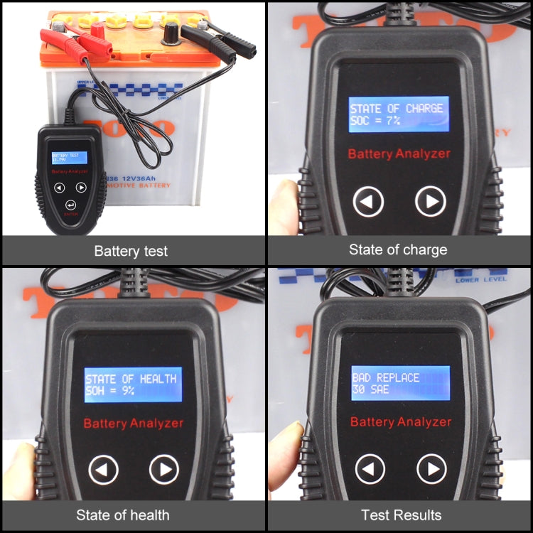 12V Car Battery Tester  LCD Battery Analyzer Car Charge Diagnostic Tool (Black) - In Car by buy2fix | Online Shopping UK | buy2fix