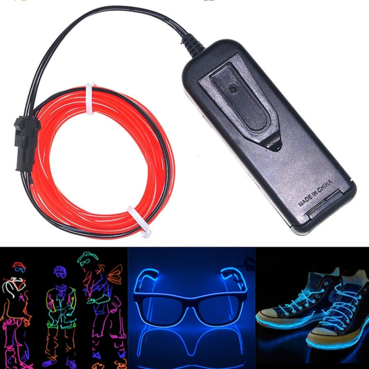 YouOKLight Neon EL Cold Round Flexible Strip Light with 3V Battery Box for Dance Party Car Decoration, Length: 3m(Red Light) - Atmosphere lights by youOKLight | Online Shopping UK | buy2fix