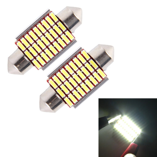 2 PCS DC 12V 6W 36MM Bicuspid Car Door Lamps Registration Mark light Dashboard Dome Door Lights LED Reading Lamp with 27 LED SMD 3014 Lights White - Dome Lights by buy2fix | Online Shopping UK | buy2fix