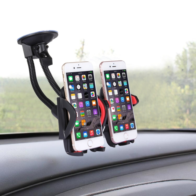 Suction Cup Couple Car Mount Holder Stand Suction Bracket with Adjustable Goose Neck for GPS & PDA & MP4, For iPhone, Samsung, Huawei, Xiaomi, HTC and Other Smartphones(Red) - Car Holders by buy2fix | Online Shopping UK | buy2fix