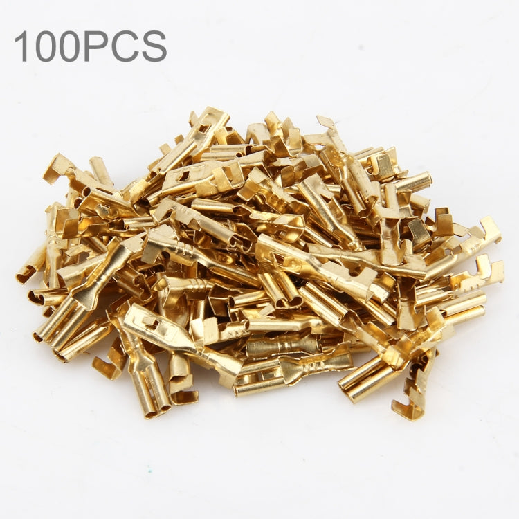 100 PCS 2.8mm Speaker Cable Spade Plug Connector Gold Plated Copper Speaker Cable Terminal - In Car by buy2fix | Online Shopping UK | buy2fix
