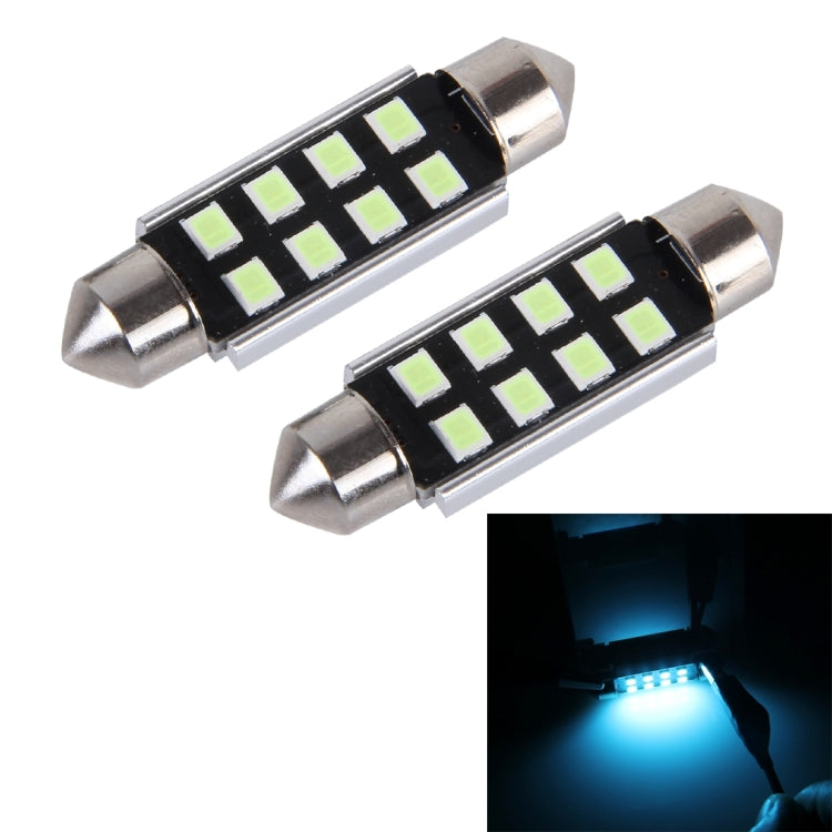 2 PCS DC 12V 2W 41MM 8 SMD-3528 LEDs Bicuspid Port Decoding Car Dome Lamp LED Reading Light(Ice Blue Light) - Dome Lights by buy2fix | Online Shopping UK | buy2fix