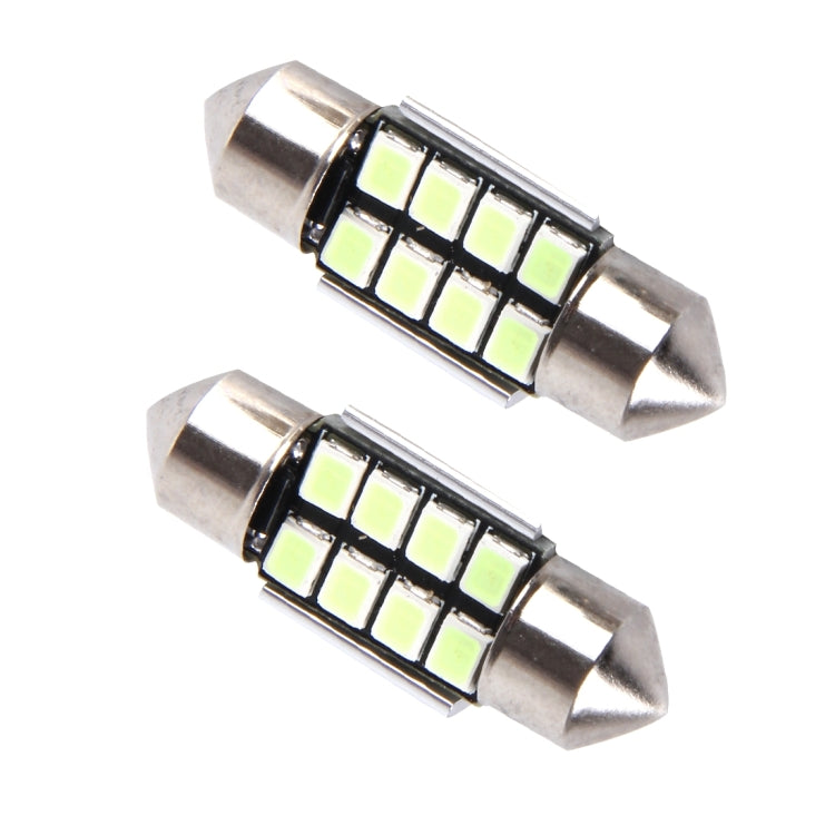 2 PCS DC 12V 2W 31MM 8 SMD-3528 LEDs Bicuspid Port Decoding Car Dome Lamp LED Reading Light(Ice Blue Light) - Dome Lights by buy2fix | Online Shopping UK | buy2fix