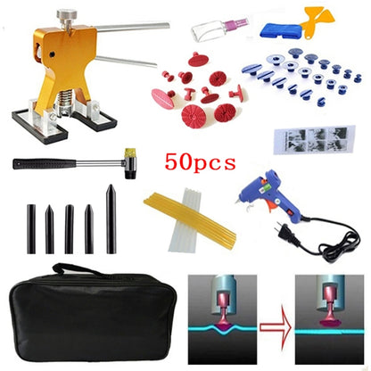 50 in 1 Auto Car Metal PDR Dent Lifter-Glue Puller Tab Hail Removal Paintless Car Dent Repair Tools Kit, with 20W Glue Gun, US Plug or EU Plug - In Car by buy2fix | Online Shopping UK | buy2fix