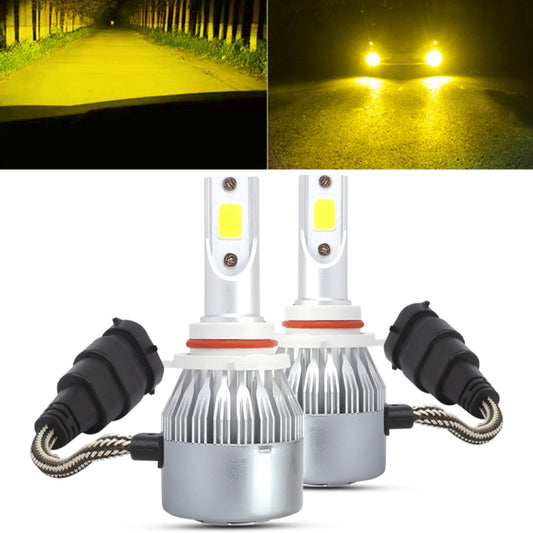 2 PCS 9006 18W 1800 LM 3000K IP68 Casnbus Constant Current Car LED Headlight with 2 COB Lamps, DC 9-36V(Gold Light) - LED Headlamps by buy2fix | Online Shopping UK | buy2fix