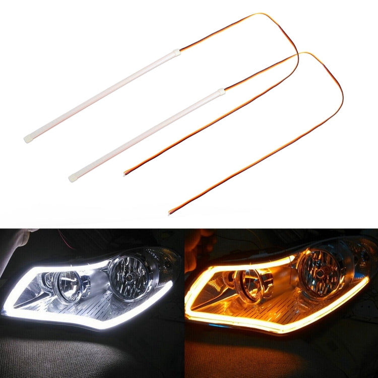 2 PCS 30cm DC12V 3.2W Ultra-thin Car Auto Double Colors Turn Lights / Running Lights (Turn Lights: Yellow Light; Running Lights: White Light) - Running Lights by buy2fix | Online Shopping UK | buy2fix