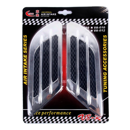 2 PCS Euro Style Plastic Decorative Air Flow Intake Turbo Bonnet Hood Side Vent Grille Cover With Self-adhesive Sticker(Grey) - Decorative Sticker by buy2fix | Online Shopping UK | buy2fix