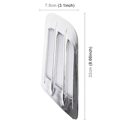 2PCS Euro Style Metal Decorative Air Flow Intake Turbo Bonnet Hood Side Vent Grille Cover With Self-adhesive Sticker(Silver) - Decorative Sticker by buy2fix | Online Shopping UK | buy2fix