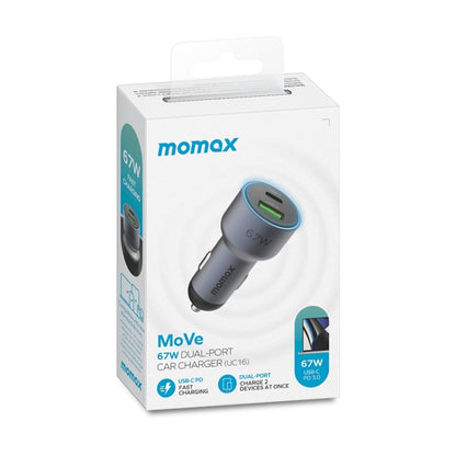 MOMAX UC16E 67W USB-C / Type-C + USB Dual Ports Car Charger - In Car by MOMAX | Online Shopping UK | buy2fix