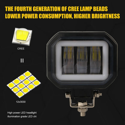 2 PCS Car 4 inch Square Spotlight Work Light with Angel Eyes (Yellow Light) - In Car by buy2fix | Online Shopping UK | buy2fix