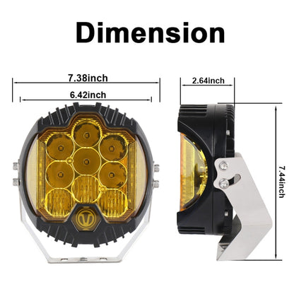 OL-1950Y 7 inch DC12V-30V 8000LM 6500K 90W Car LED Light on Three Sides Headlight for Jeep Wrangler (Gold Light) - In Car by buy2fix | Online Shopping UK | buy2fix