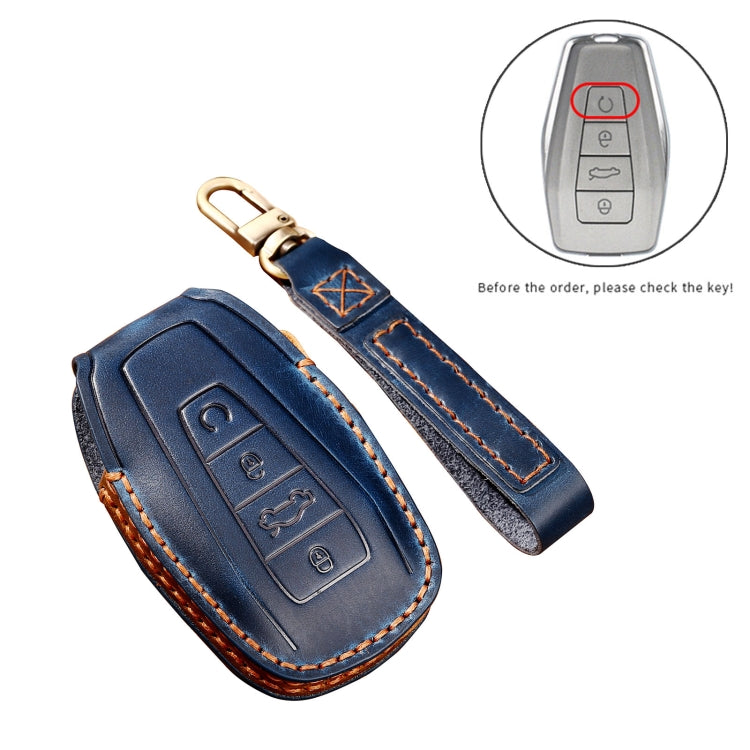 Hallmo Car Cowhide Leather Key Protective Cover Key Case for Geely Emgrand B Style(Brown) - Car Key Cases by Hallmo | Online Shopping UK | buy2fix