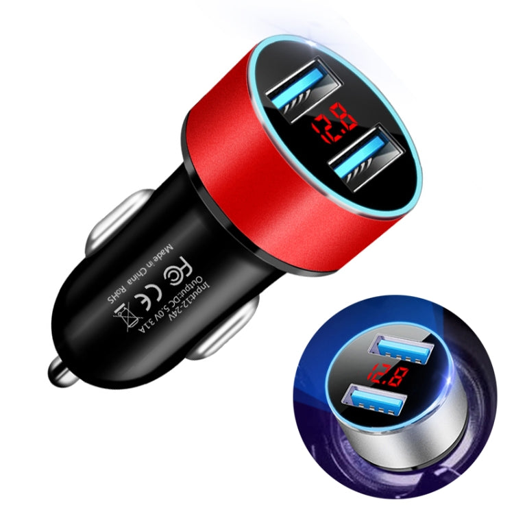 JMG-C016A 5 PCS 5V 3.1A Car Dual USB Charger with LED Display(Red) - Car Charger by buy2fix | Online Shopping UK | buy2fix