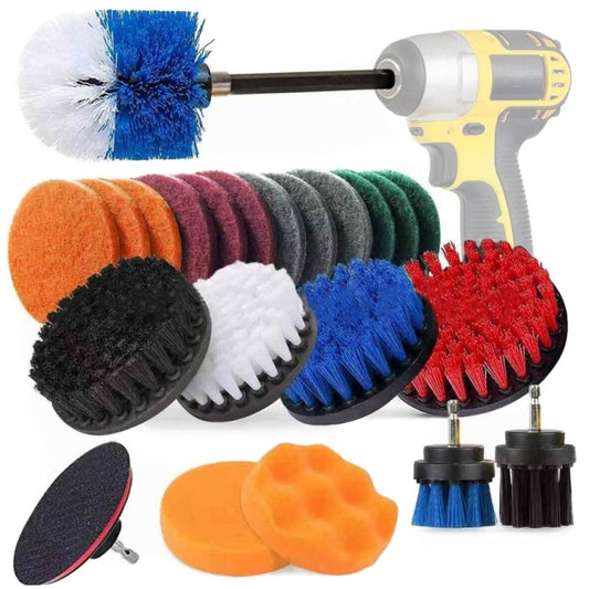 23 in 1 Floor Wall Window Glass Cleaning Descaling Electric Drill Brush Head Set - Home & Garden by buy2fix | Online Shopping UK | buy2fix