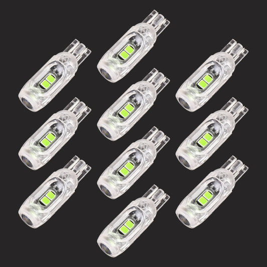 10 PCS T10 DC12V / 1W Car Clearance Light 5LEDs SMD-3030 Lamp Beads (Green Light) - In Car by buy2fix | Online Shopping UK | buy2fix