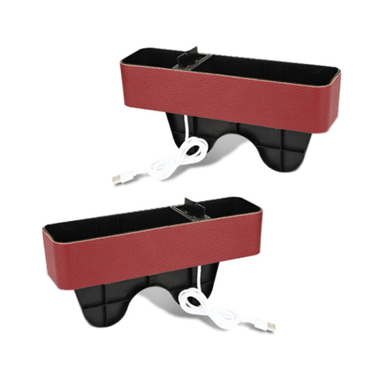 1 Pair Car Multi-functional Seat Crevice USB Storage Box(Wine Red) - In Car by buy2fix | Online Shopping UK | buy2fix