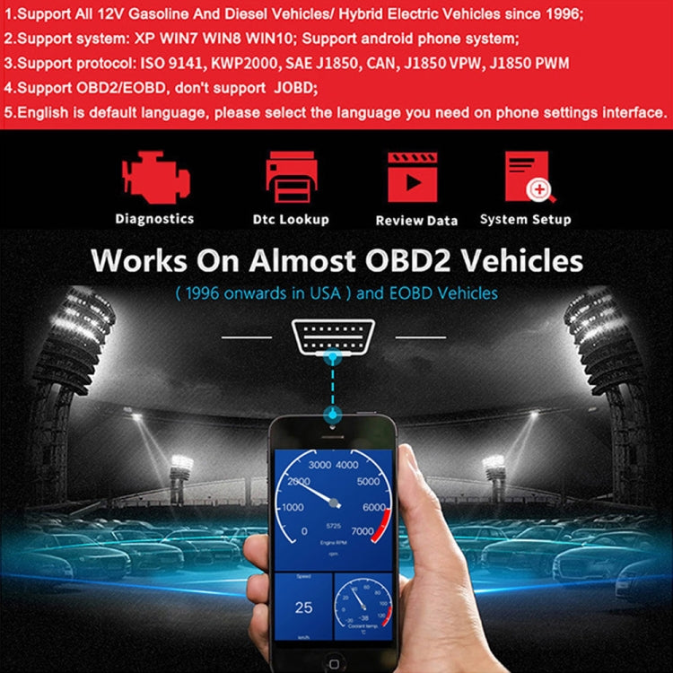 KONNWEI KW901 Android Phone OBD2 Car Bluetooth 5.0 Diagnostic Scan Tools(Black) - Code Readers & Scan Tools by KONNWEI | Online Shopping UK | buy2fix