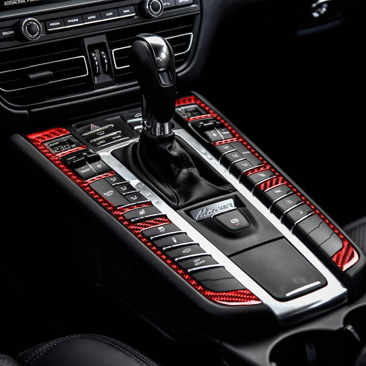 Car Carbon Fiber Gear Button Frame Decorative Sticker for Porsche Macan 2014-2021, Left and Right Drive Universal (Red) - In Car by buy2fix | Online Shopping UK | buy2fix