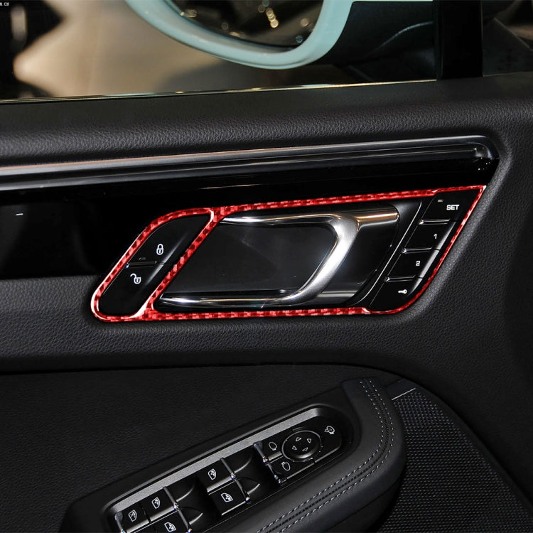 Car Carbon Fiber Door Handle Frame Panel Decorative Sticker for Porsche Macan 2014-2021, Left and Right Drive Universal (Red) - In Car by buy2fix | Online Shopping UK | buy2fix