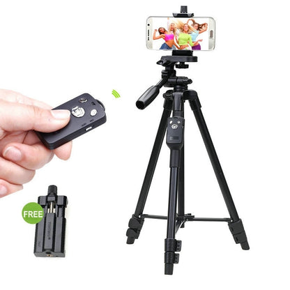 YUNTENG VCT-5208RM Aluminum Magnesium Alloy Leg Tripod Mount with Bluetooth Remote Control & Tripod Head & Phone Clamp for SLR Camera & Smartphones, Height: 125cm - Tripods by YUNTENG | Online Shopping UK | buy2fix