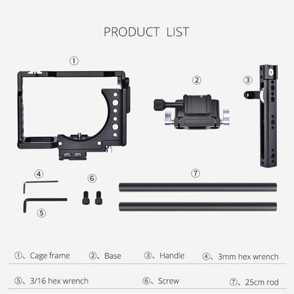 YELANGU CA7 YLG0908A-A Handle Video Camera Cage Stabilizer for  Sony A7K & A7X & A73  & A7S & A7R & A7RII & A7SII(Black) - Camera Cage by YELANGU | Online Shopping UK | buy2fix