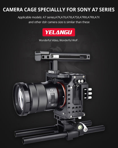 YELANGU CA7 YLG0908A-A Handle Video Camera Cage Stabilizer for  Sony A7K & A7X & A73  & A7S & A7R & A7RII & A7SII(Black) - Camera Cage by YELANGU | Online Shopping UK | buy2fix