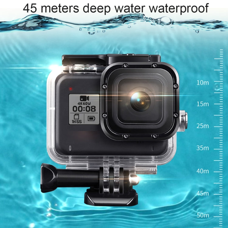 For GoPro HERO8 Black 45m Waterproof Housing Protective Case with Buckle Basic Mount & Screw & Floating Bobber Grip & Strap & Anti-Fog Inserts(Black) - DJI & GoPro Accessories by buy2fix | Online Shopping UK | buy2fix