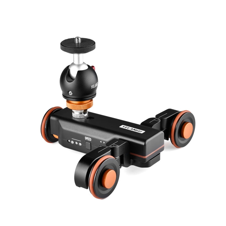 YELANGU L4X-BC Camera Wheel Dolly II Electric Track Slider 3-Wheel Video Pulley Rolling Dolly Car with Ballhead, Load: 3kg (Black) - Camera Accessories by YELANGU | Online Shopping UK | buy2fix