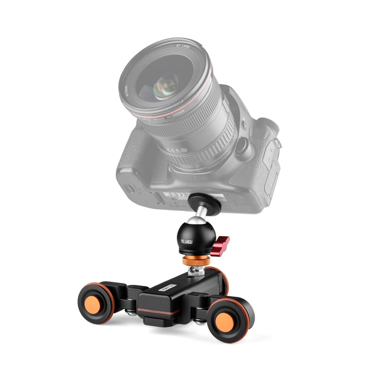 YELANGU L4X-BC Camera Wheel Dolly II Electric Track Slider 3-Wheel Video Pulley Rolling Dolly Car with Ballhead, Load: 3kg (Black) - Camera Accessories by YELANGU | Online Shopping UK | buy2fix