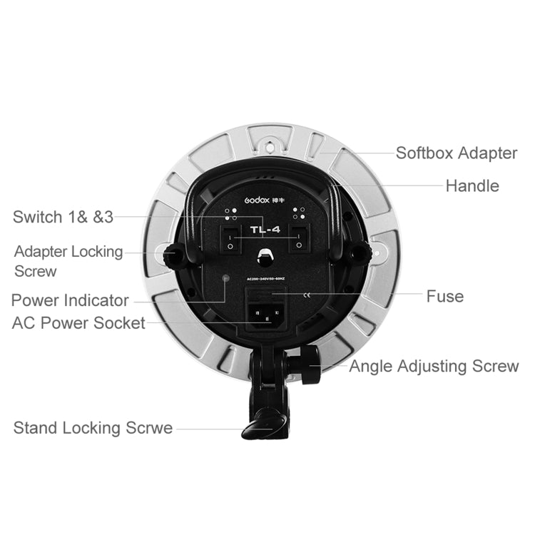 Godox TL-4 4 in 1 E27 Socket Tricolor Bulb Light Lamp Head Mount(UK Plug) - Camera Accessories by Godox | Online Shopping UK | buy2fix