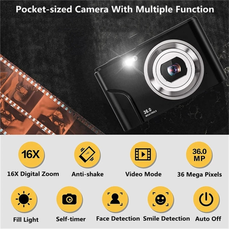 DC311 2.4 inch 36MP 16X Zoom 2.7K Full HD Digital Camera Children Card Camera, UK Plug (Silver) - Consumer Electronics by buy2fix | Online Shopping UK | buy2fix