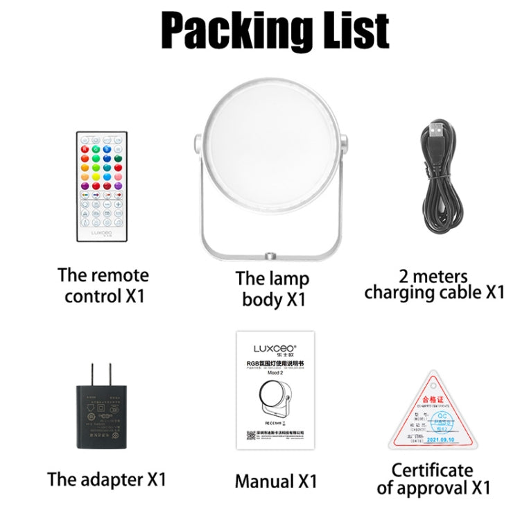 LUXCEO Mood2 RGB Atmosphere Fill Light Desktop Rhythm Pickup Lamp with Remote Control (US Plug) - Camera Accessories by LUXCeO | Online Shopping UK | buy2fix